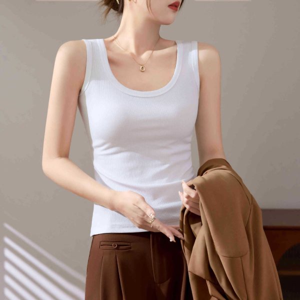 Áo Ba Lỗ Đan Gân Chống Hở Mùa Hè 2024 – Thanh Lịch Dưới Áo Vest Nữ - Hình ảnh 4