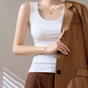Áo Ba Lỗ Đan Gân Chống Hở Mùa Hè 2024 – Thanh Lịch Dưới Áo Vest Nữ