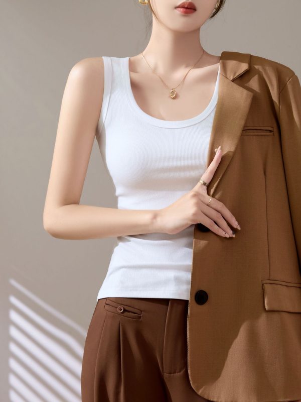 Áo Ba Lỗ Đan Gân Chống Hở Mùa Hè 2024 – Thanh Lịch Dưới Áo Vest Nữ