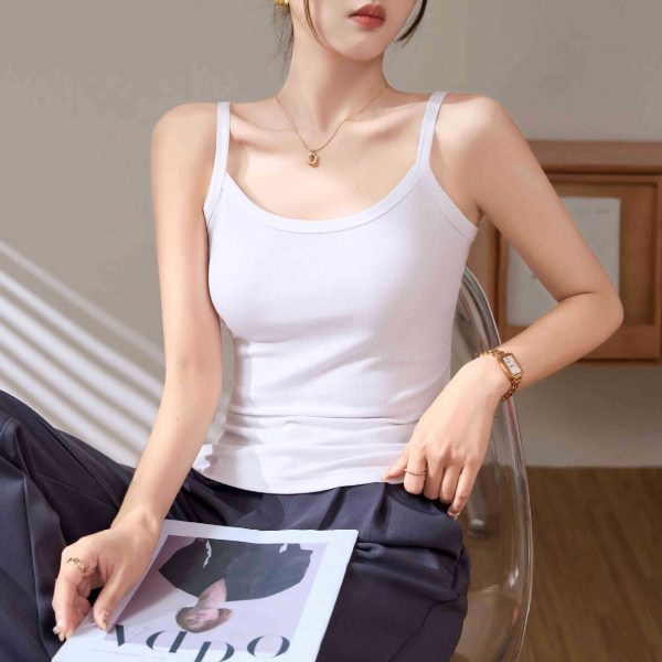 Áo Ba Lỗ Đan Gân Chống Hở Mùa Hè 2024 – Thanh Lịch Dưới Áo Vest Nữ - Hình ảnh 2