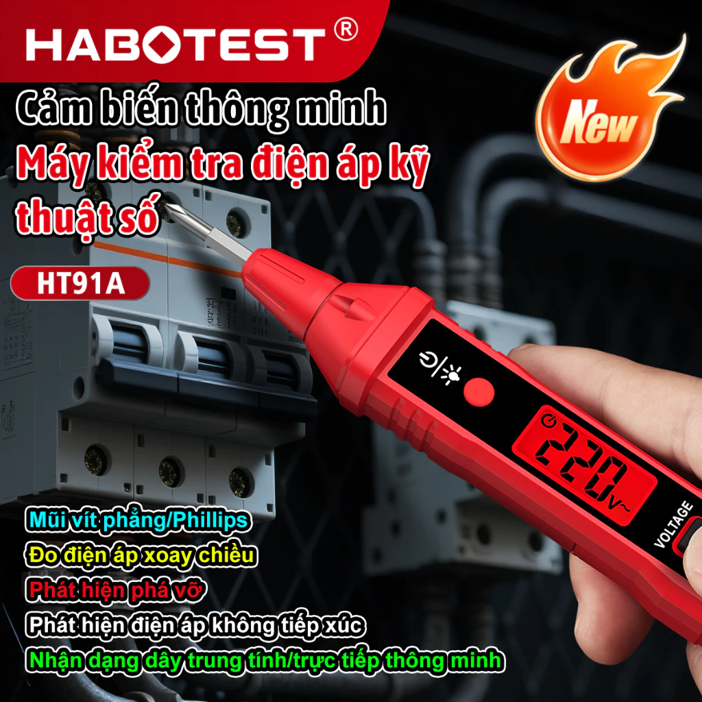 Bút kiểm tra điện áp HABOTEST HT91A NCV AC 12–400V 1