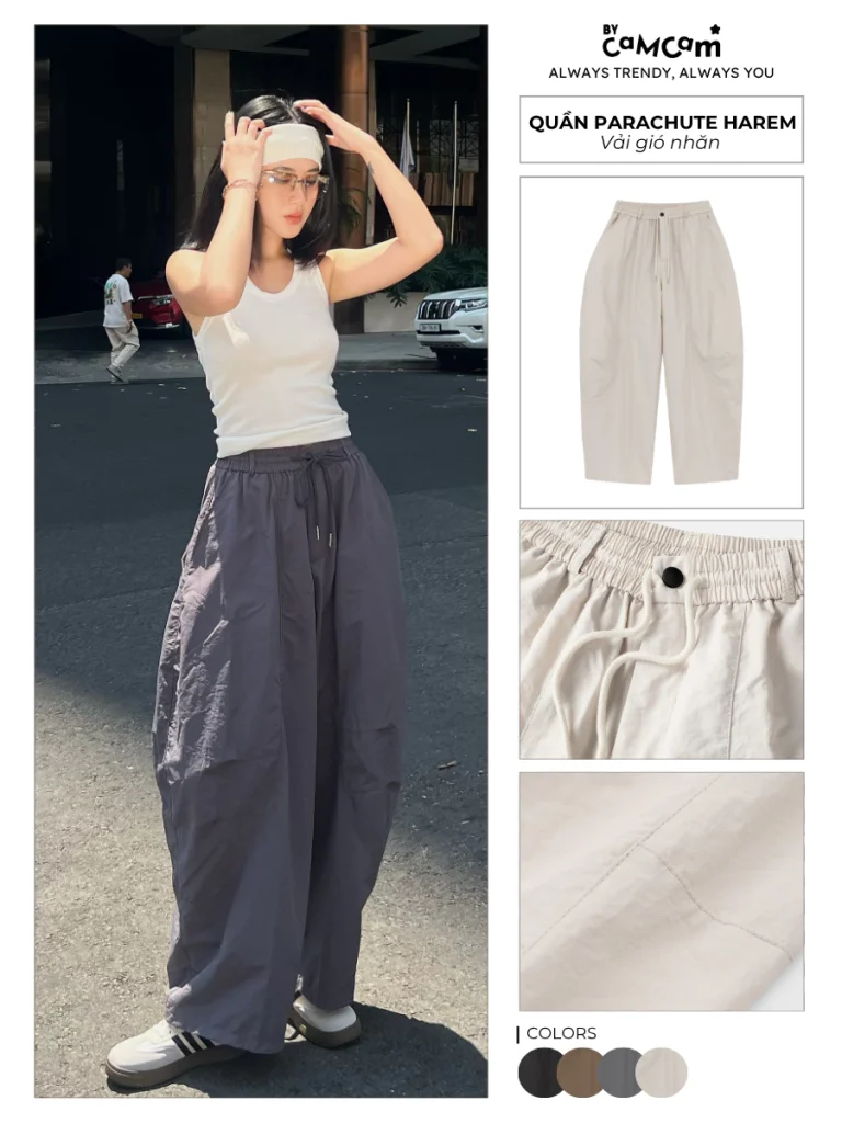 Quần parachute harem Bycamcam QTD003 dáng thụng 1
