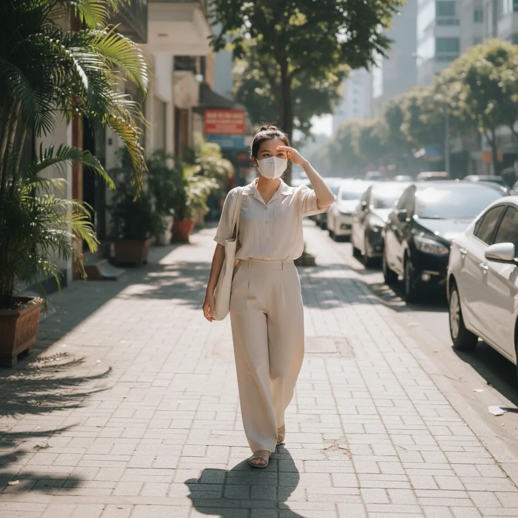 Khẩu trang 5D chống UV giúp bảo vệ da dưới ánh nắng mạnh