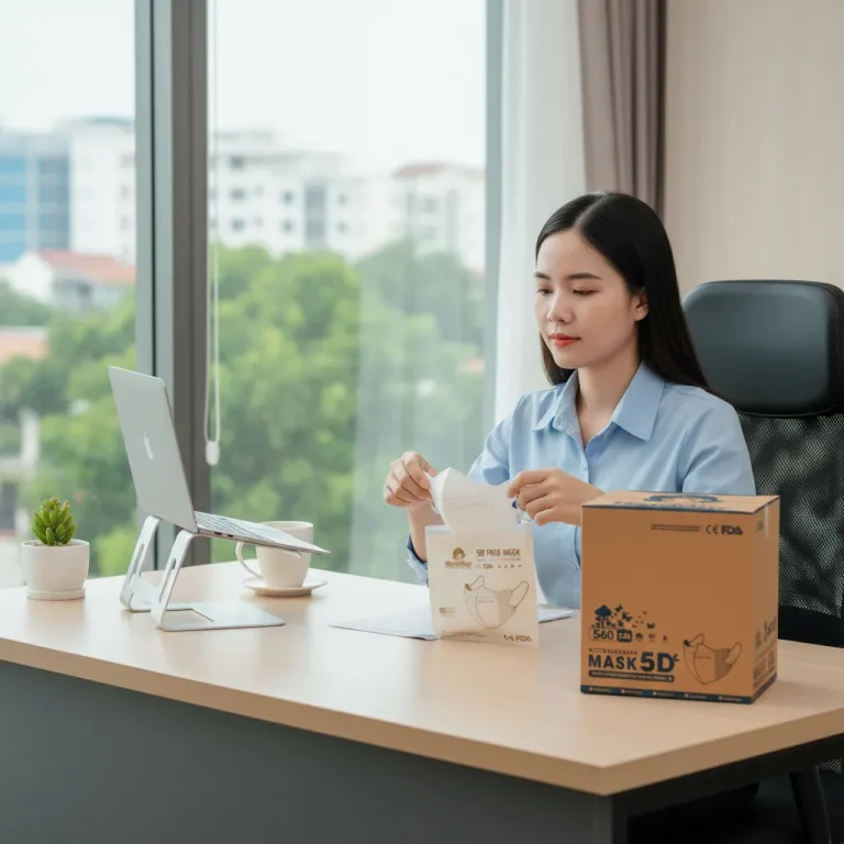 Nhân viên văn phòng thay khẩu trang 5D mới mỗi ngày