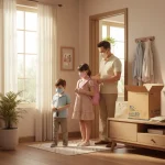 Gia đình sử dụng khẩu trang 5D từ thùng số lượng lớn hàng ngày