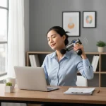 Sử dụng máy massage cầm tay giảm đau cổ vai sau khi làm việc máy tính