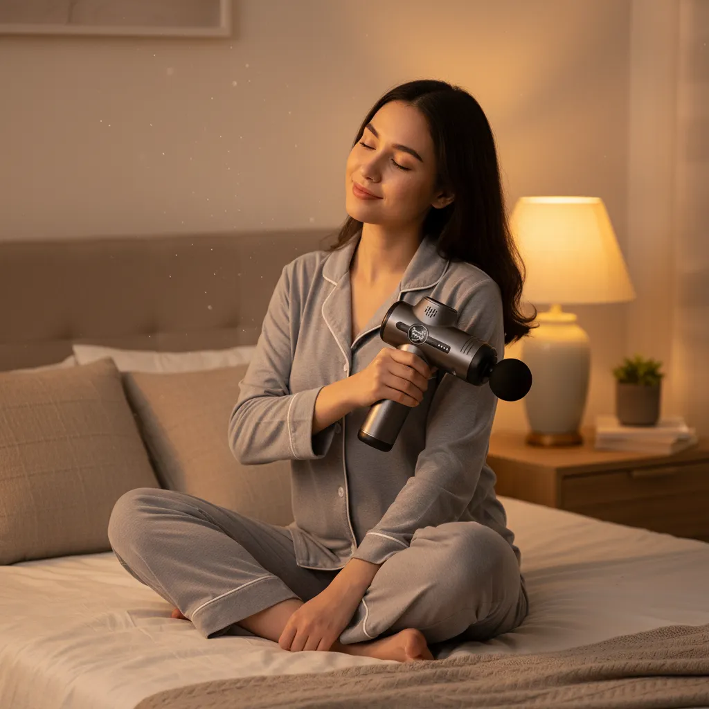 Dùng máy massage cầm tay trước khi ngủ để thư giãn cơ thể