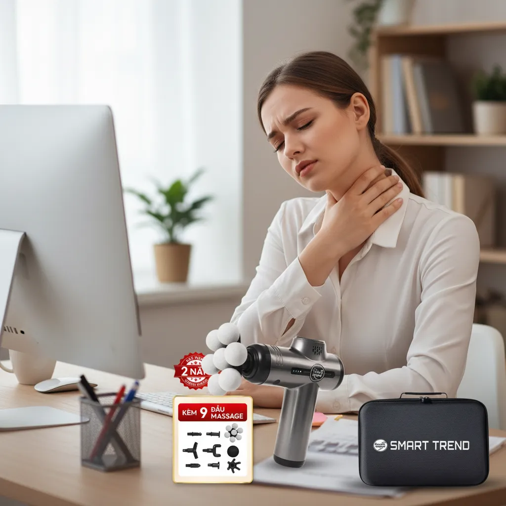 người ngồi lâu bị đau cổ vai gáy trong văn phòng
