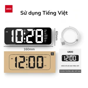 Đồng hồ để bàn LED UKIO màn hình LCD báo thức 9