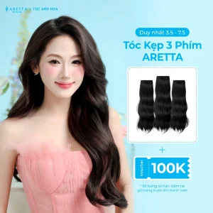 Set tóc giả kẹp phím ARETTA 3 mảnh xoăn sóng nước / sóng lơi / tóc thẳng 1