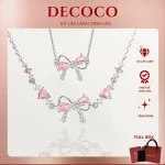 Set vòng cổ và vòng tay đá hồng tim nơ DECOCO ACC 1