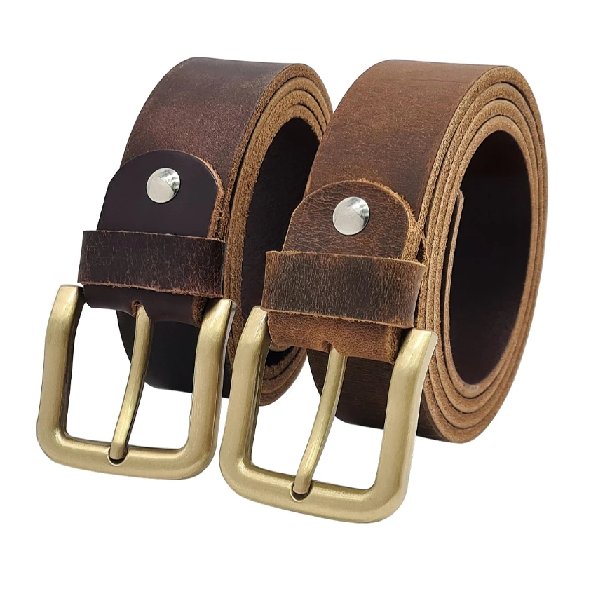 Dây lưng da bò thật DHM-122 khóa kim mạ đồng 1