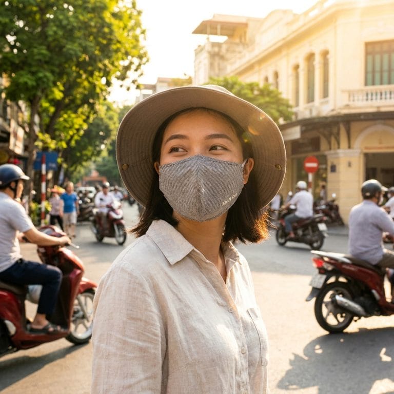 Khẩu trang chống UV giúp bảo vệ khi di chuyển ngoài trời nắng