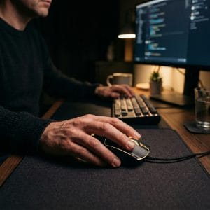 Người dùng sử dụng chuột gaming click êm trong không gian yên tĩnh