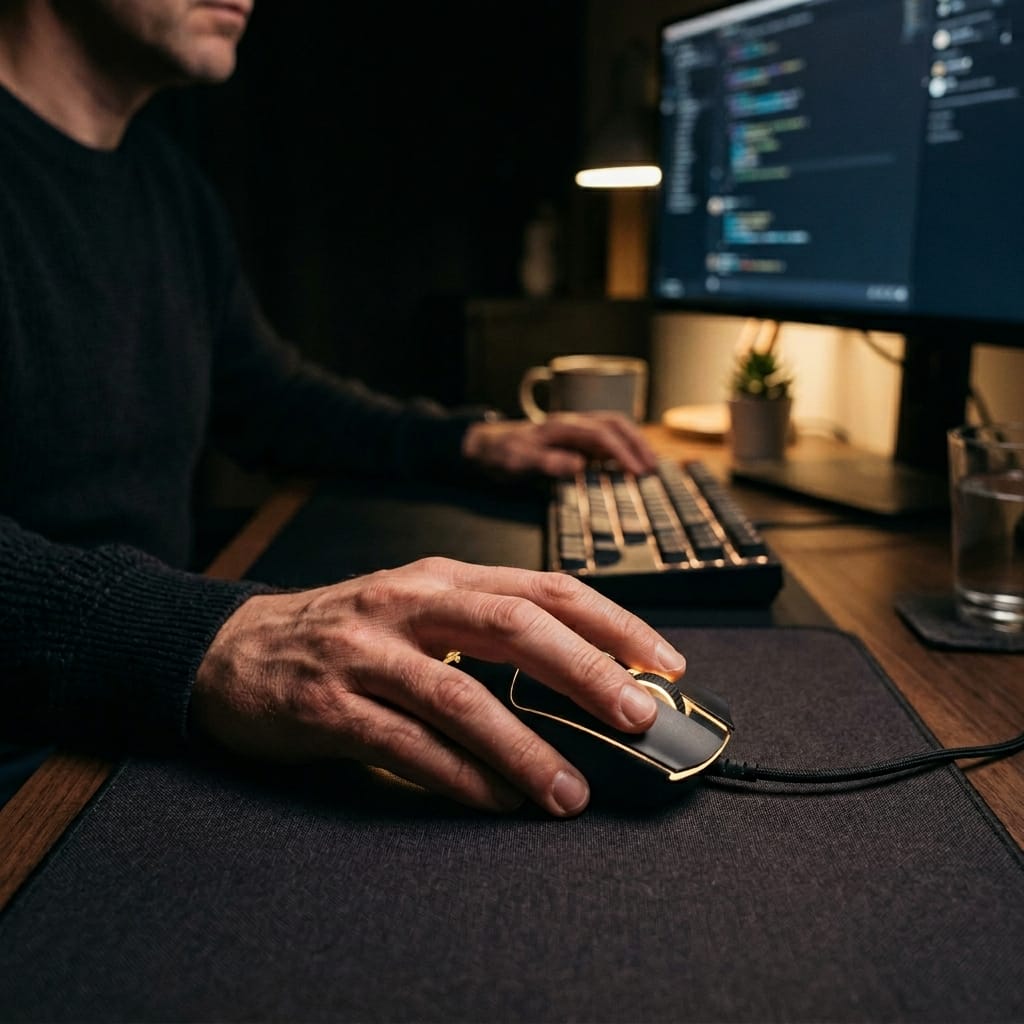 Người dùng sử dụng chuột gaming click êm trong không gian yên tĩnh