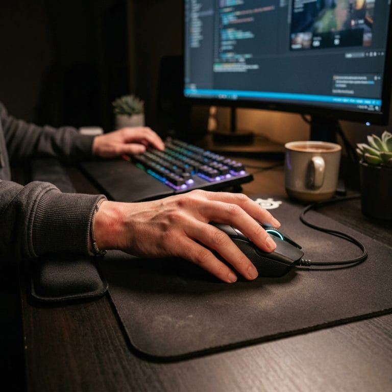 Người dùng cầm chuột gaming công thái học giúp giảm mỏi tay khi sử dụng lâu