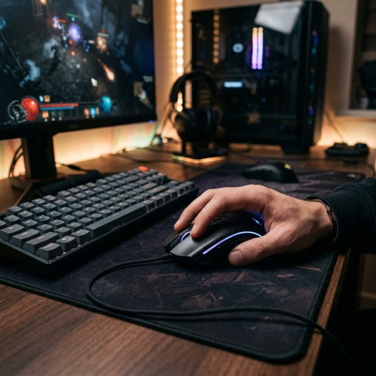 Người dùng sử dụng chuột gaming click im lặng trong không gian yên tĩnh