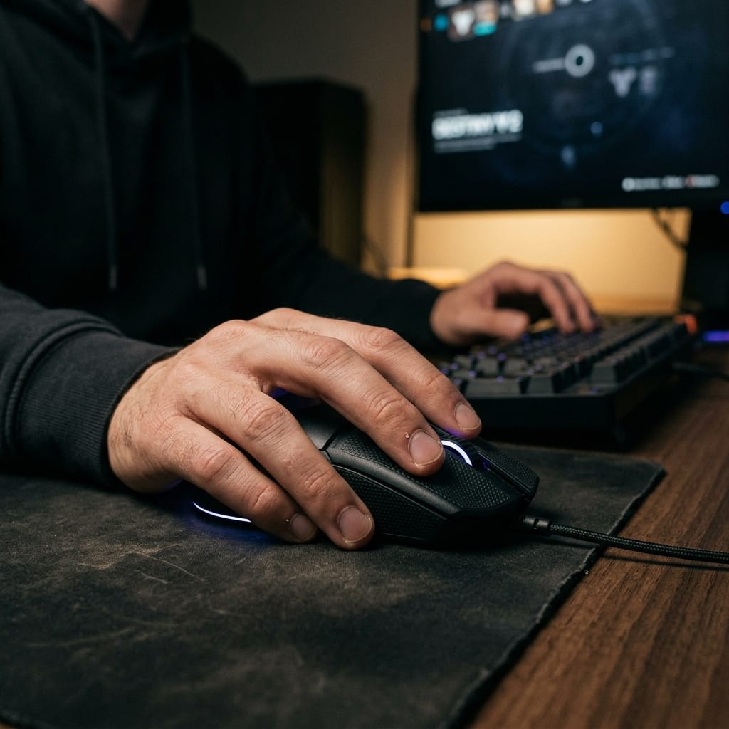 Người dùng sử dụng chuột gaming click im lặng trong không gian yên tĩnh