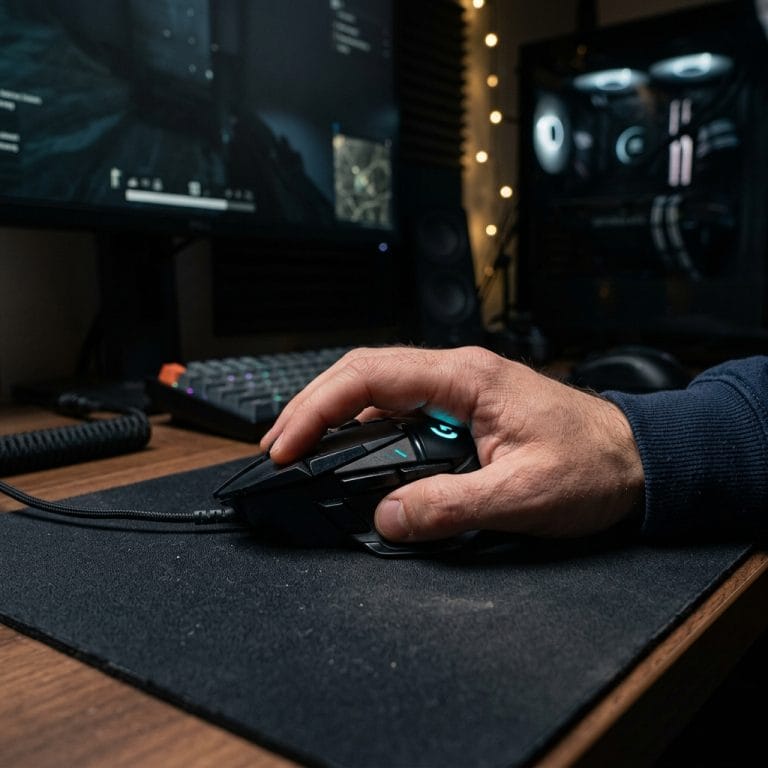 Chuột gaming Sidotech trên bàn setup hiện đại dành cho sử dụng lâu dài