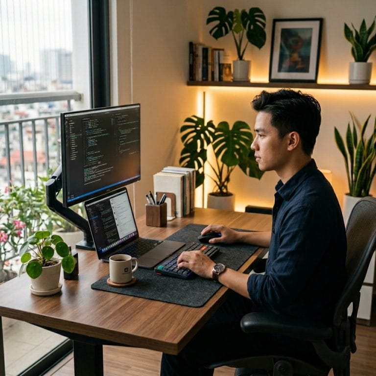 Bàn phím không dây LED giúp góc làm việc gọn gàng và hiện đại hơn