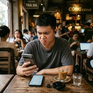 Người dùng gặp lỗi tai nghe Bluetooth kết nối chậm trong quán cà phê