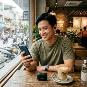 Người dùng trải nghiệm tai nghe Bluetooth A10 Ultimate ANC ENC thực tế