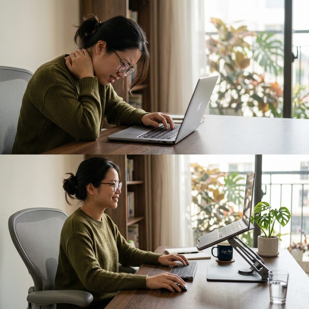 Người dùng laptop thoải mái hơn với giá đỡ laptop kim loại hiện đại