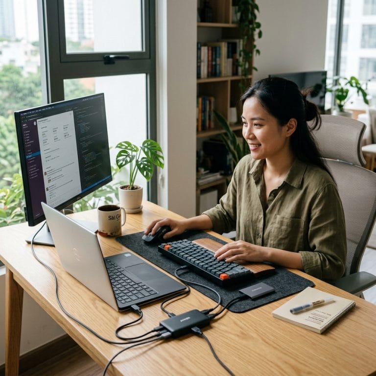 Laptop mỏng nhẹ kết nối nhiều thiết bị bằng hub USB-C đa năng