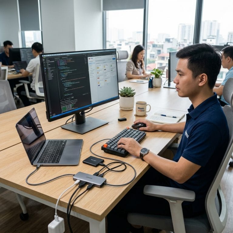 Hub USB-C mở rộng nhiều cổng kết nối cho laptop hiện đại