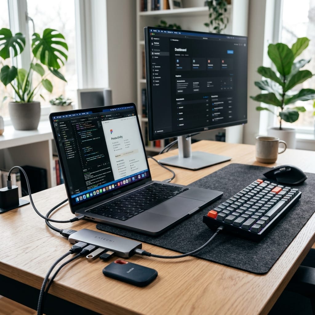 Hub USB-C kết nối nhiều thiết bị cùng lúc cho laptop hiện đại
