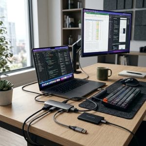 Hub USB-C đa năng kết nối nhiều thiết bị cho laptop hiện đại