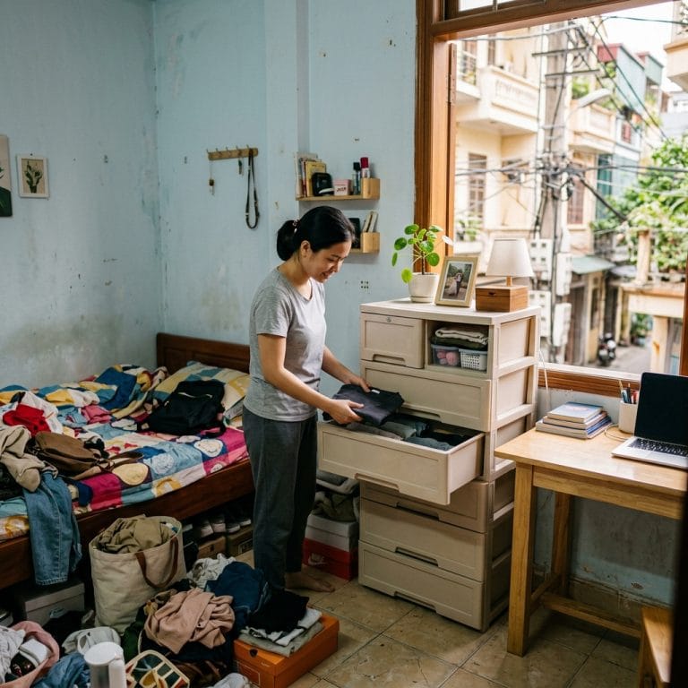 Tủ nhiều ngăn giúp phòng ngủ trông gọn gàng và dễ kiểm soát hơn