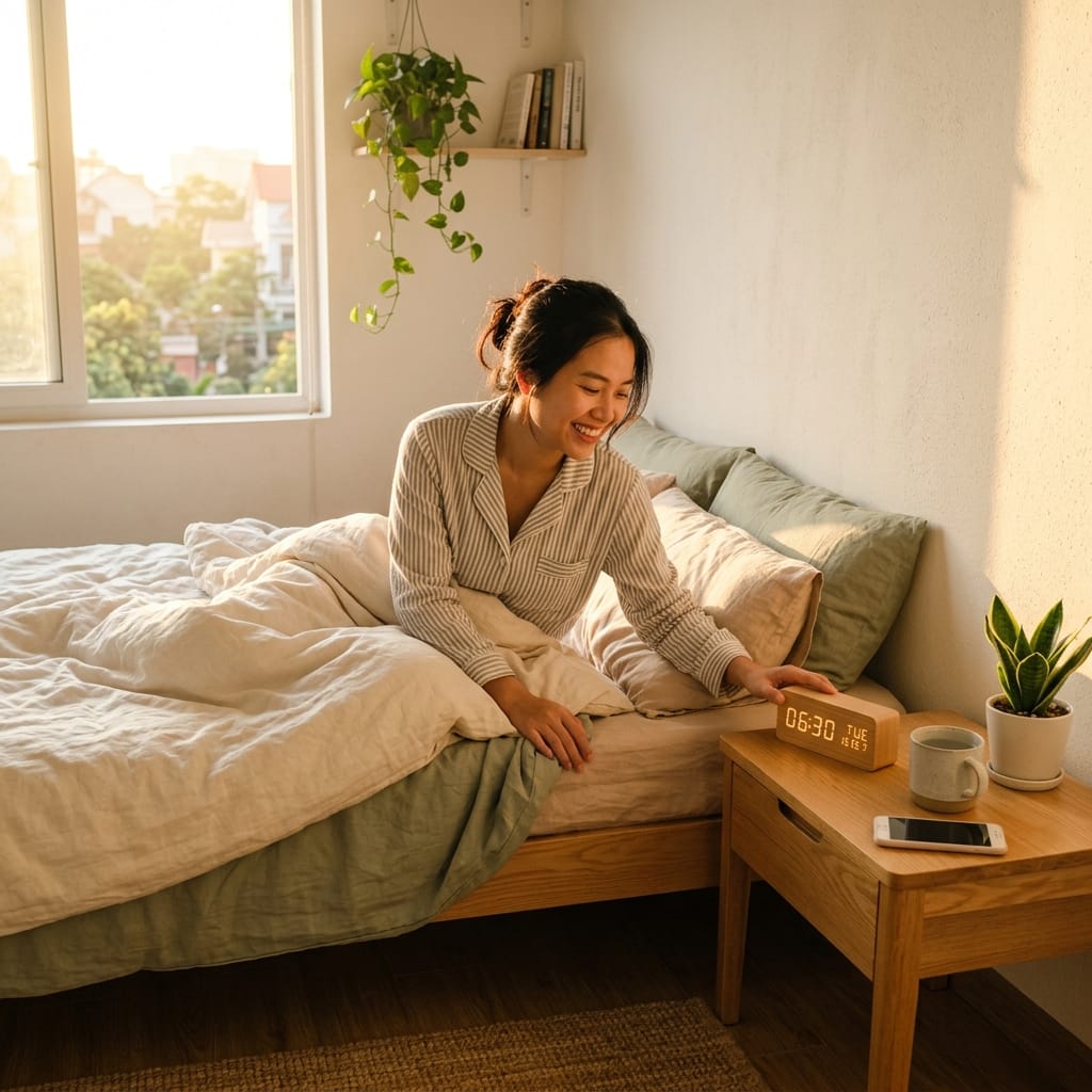 làm sao thức dậy đúng giờ mỗi ngày với đồng hồ báo thức