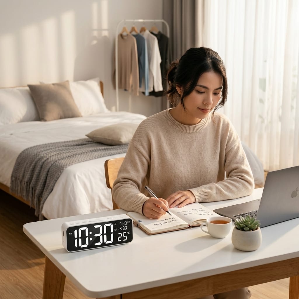 Đồng hồ báo thức có 2 khung giờ tiện lợi cho lịch trình hàng ngày