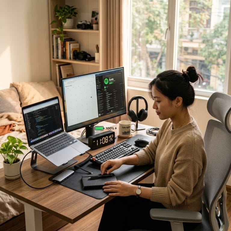 Đồng hồ để bàn hỗ trợ dùng pin và cắm điện linh hoạt