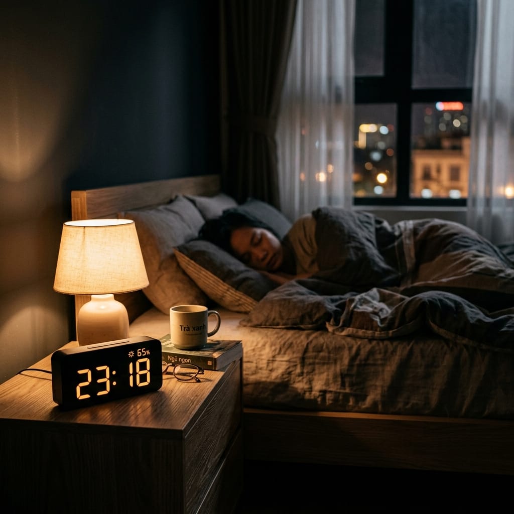 Đồng hồ để bàn LED có đèn nền điều chỉnh linh hoạt cho phòng ngủ