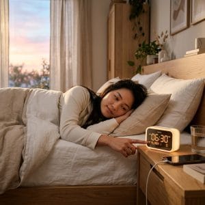 Đồng hồ LED UKIO với báo thức rõ ràng cho phòng ngủ