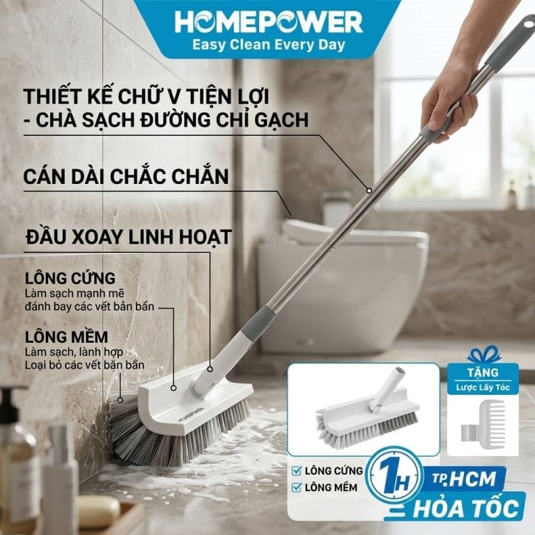 Cây chà sàn khoảng 170K đang được dùng để vệ sinh nhà tắm hiệu quả