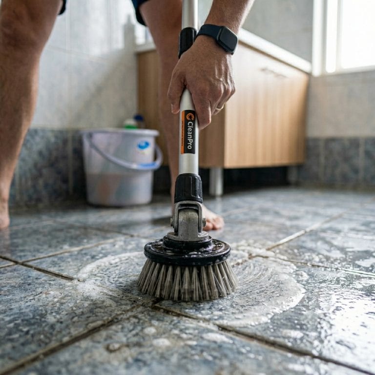 Cây chà sàn xoay với khớp nối chắc chắn đang được dùng trong nhà tắm