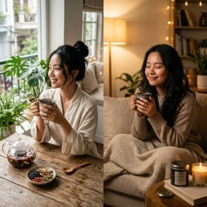 Người phụ nữ uống trà ngũ hắc vào buổi sáng và buổi tối để chăm sóc tóc