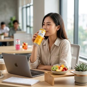 Người trẻ uống kombucha lạnh mỗi ngày trong lifestyle healthy hiện đại