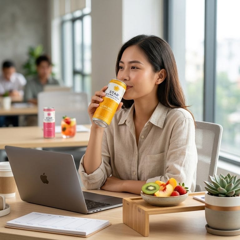Người trẻ uống kombucha lạnh mỗi ngày trong lifestyle healthy hiện đại