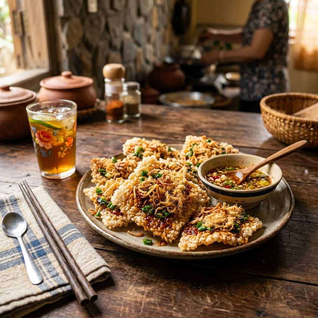 Cơm cháy homemade giòn rụm topping đậm vị ăn vui miệng