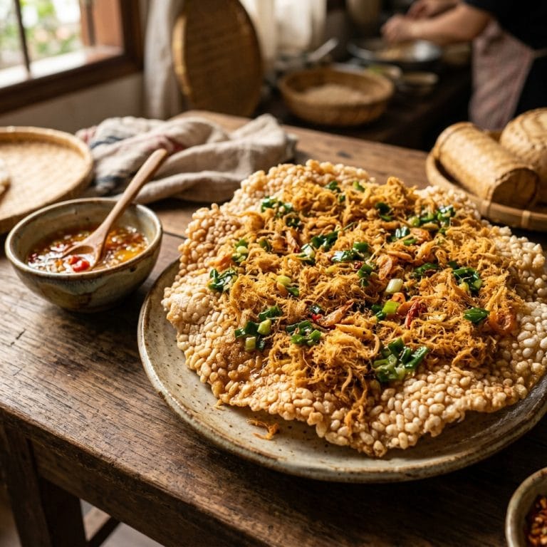 Cơm cháy chà bông phủ nhiều topping giòn rụm và đậm vị