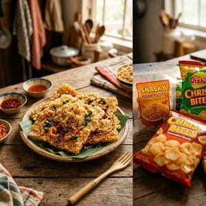 Cơm cháy handmade giòn rụm topping đậm vị khác snack công nghiệp