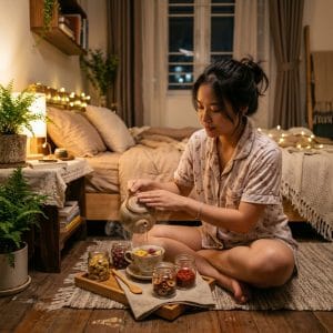 Ritual uống trà thảo mộc buổi tối giúp thư giãn và ngủ ngon hơn