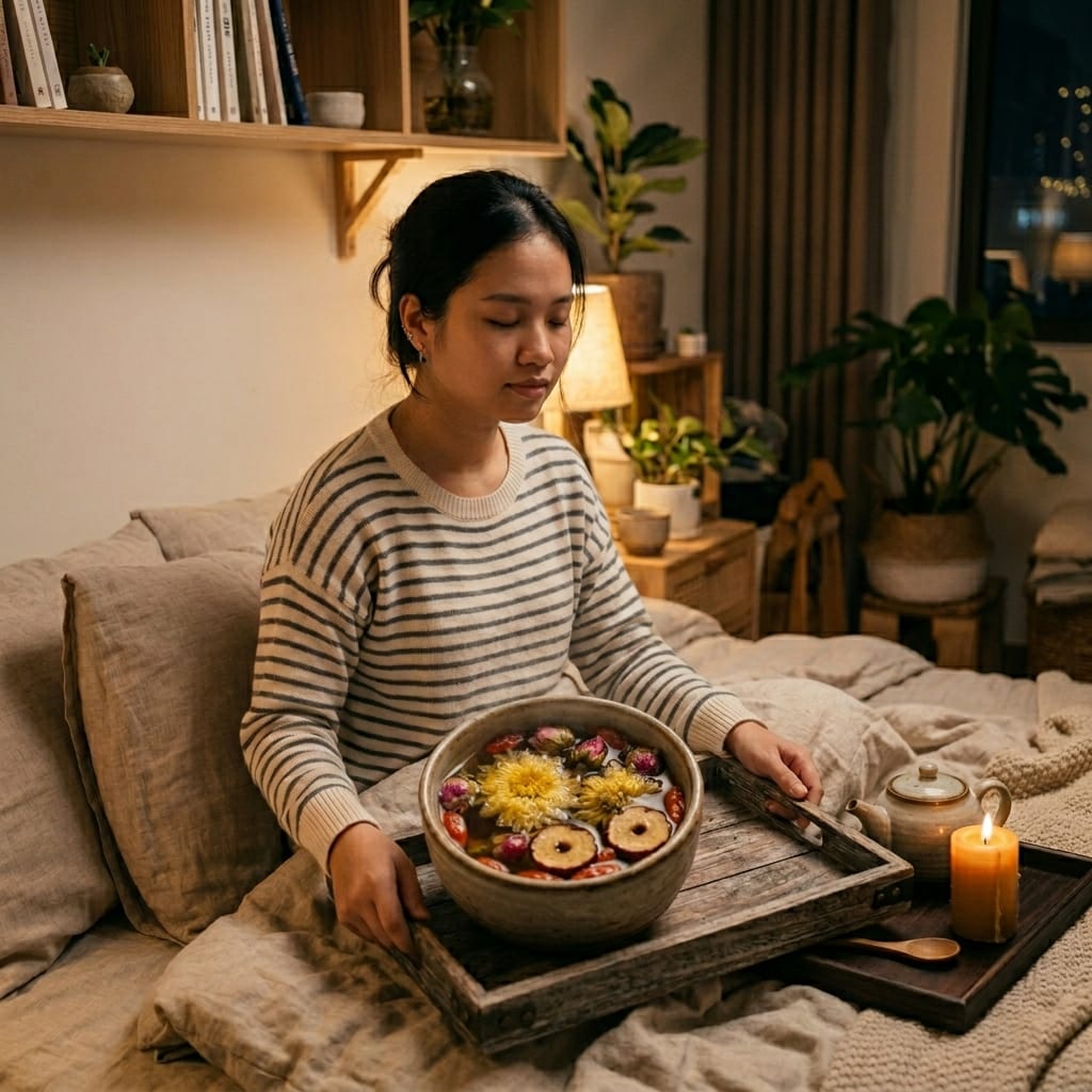 Người trẻ thư giãn với trà dưỡng tâm sau ngày dài stress