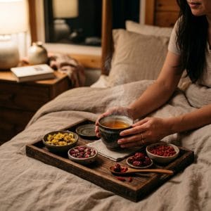 Tách trà dưỡng tâm thảo mộc thư giãn buổi tối không chứa caffeine