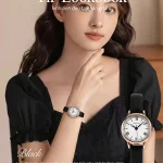 Cô gái đeo đồng hồ vintage nữ đi dạo phố Hà Nội với outfit nữ tính