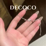 Set vòng cổ và vòng tay đá hồng tim nơ DECOCO ACC 4